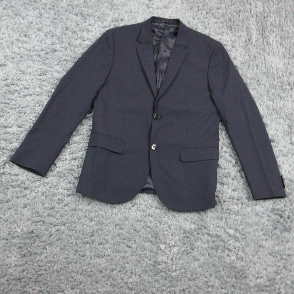 H&M Suit Jacket Mens 38 Blue Wool Blend Extra-Slim Skinny Fit 2 Button Formal
